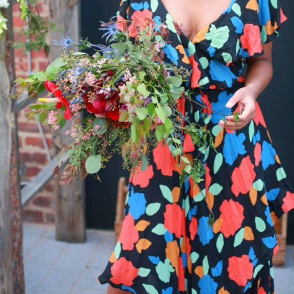 Free People Floral wrap dress
